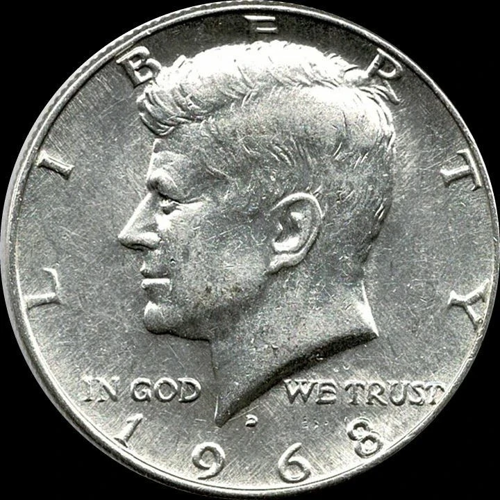 1968-D (Denver) Kennedy Half Dollar 40% Silver BU Roll 20 US Coin Lot