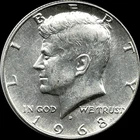 A 1968 D Kennedy Half Dollar 40% SILVER US Mint "About Uncirculated"