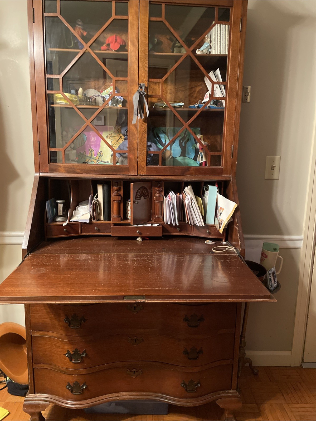 Antique Chipndale Style Secretary Bookcase 