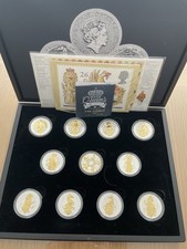 Queens Beasts Coins Full Set of 11 2oz Limited Edition 24ct Gilded 64 Of 100