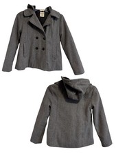 Old Navy Wool Blend Hooded Pea Coat Girls Sz Large 10-12