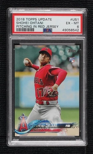 2018 Topps Update Shohei Ohtani (Pitching Red Jersey) #US1 PSA 6 Rookie RC