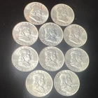 1958 Franklin Half Dollar Lot of 10 Silver 50C Coins 90% Silver Composition