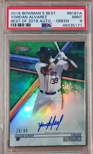 2018 Bowman's Best Yordan Alvarez Best of 2018 Autographs Green /99 PSA 9 Mint!
