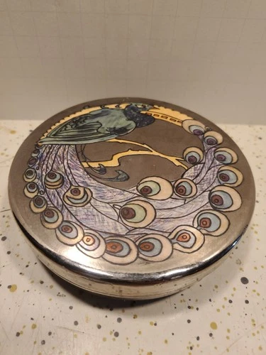 Rare Antique 1921-22 Minneapolis, Minnesota Srowell Studio Bird Ceramic Compact