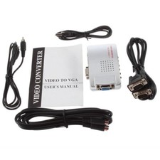 Computer VGA to TV RCA Composite Converter Adapter S-Video Box PC Laptop Mac LCD