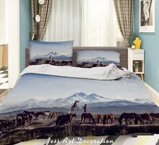 3D Snow Mountain Horse Man Quilt Cover Set Duvet Cover Bedding Pillowcases
