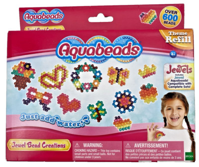 Aquabeads Jewel Bead Creations Theme Refill Pack Over 600 Beads BRAND NEW PKG.