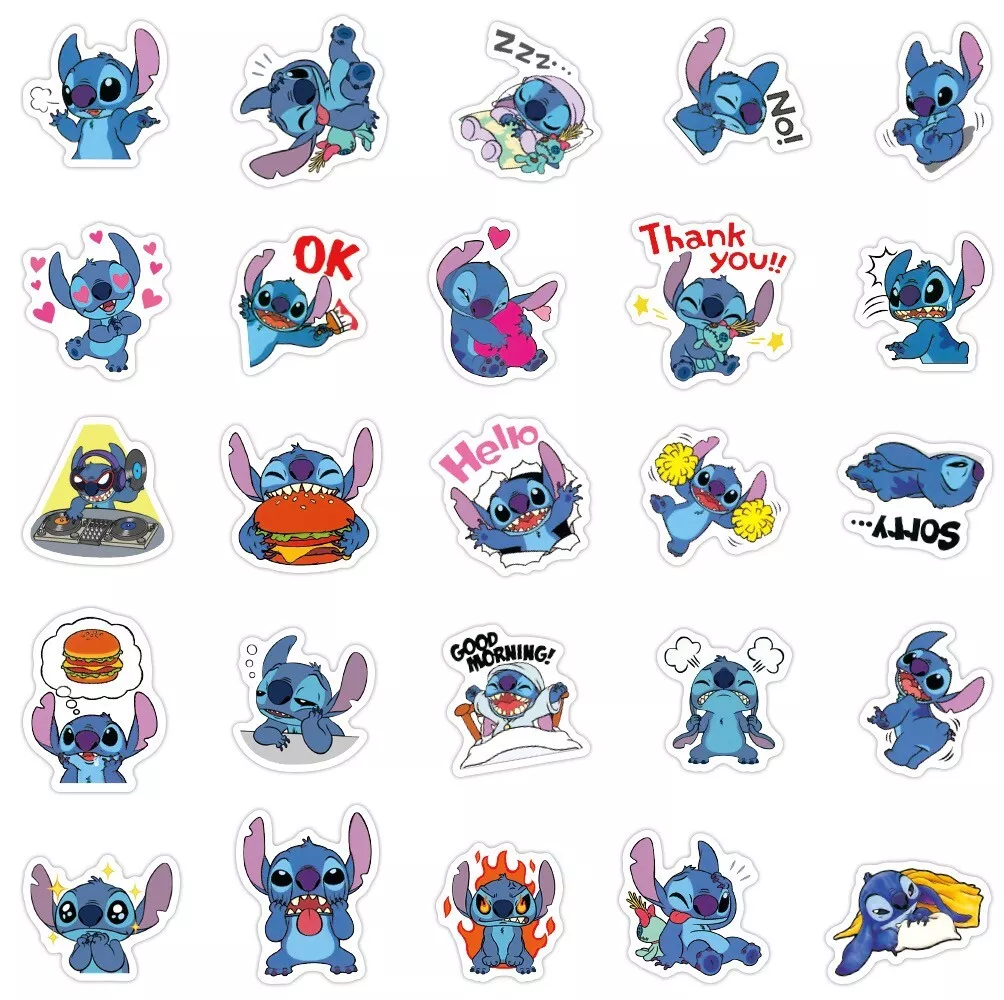 K&Y Stitch Lilo playing guitar Sticker for phone case car window, laptop  Size 3 (Pack of 3)