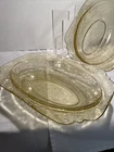 Federal Depression Glass Oval Serving Bowl 10” Yellow Amber Madrid Vintage SET 2
