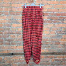 Vintage 1990s Women's Stir-up Pants Holiday Red Plaid High Waist Size 10