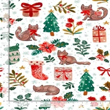 Feline Drive Fabric BABY IT'S COLD OUTSIDE Cats White - Fat Quarter (18"x22") FQ