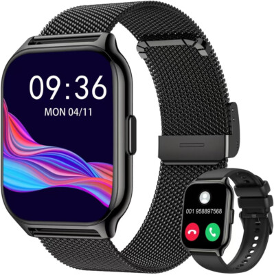 Smartwatch Damen Herren mit Telefonfunktion Armbanduhr für iPhone Samsung Huawei