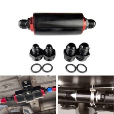 High Flow Inline Fuel Filter 100 Micron Cleanable 6AN 8AN 10AN Adapter Universal
