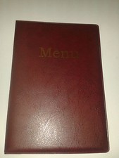 Qty 20 --A5 MENU COVER/FOLDER IN BURGUNDY LEATHER LOOK PVC !