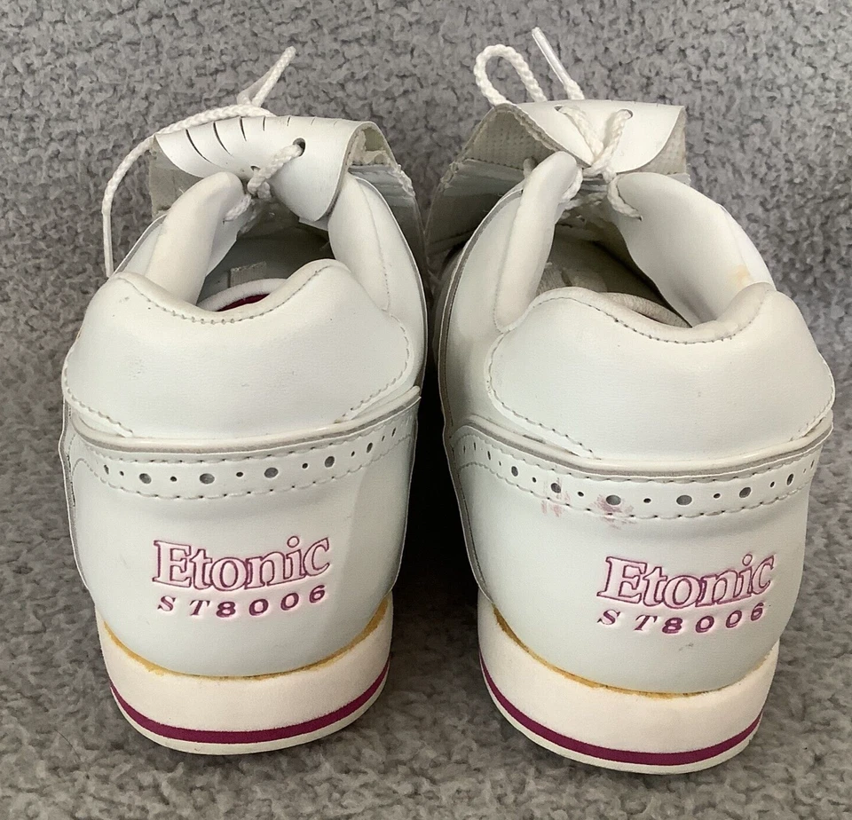 Zapatos de golf Etonic ST 8006 para mujer 8 M Kiltie de cuero blanco extraíble Metal Spike Foto 2 de 4