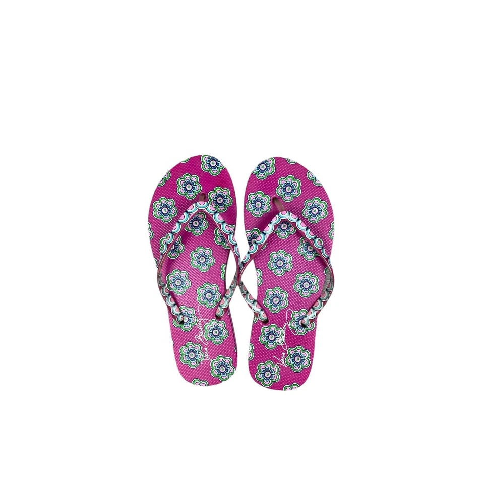 Set of 2 Vera Bradley Flip Flops Sandals  With floral and pocka dot print 9/10 - Image 2 of 4
