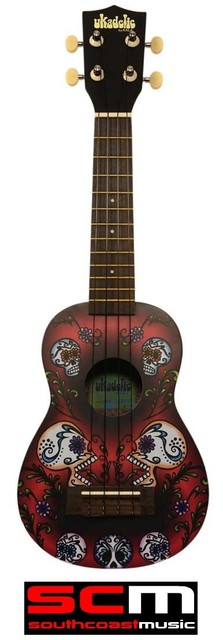 KALA UKADELIC SKULLS SOPRANO UKULELE MULTI COLOUR UKE