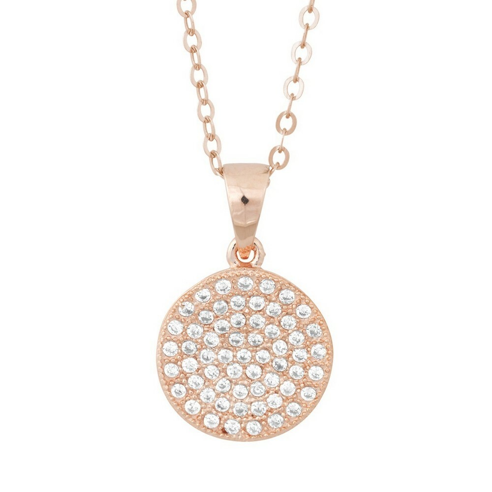 Sterling Silver Flat Micro Pave Pendant - Rose Gold Plated
