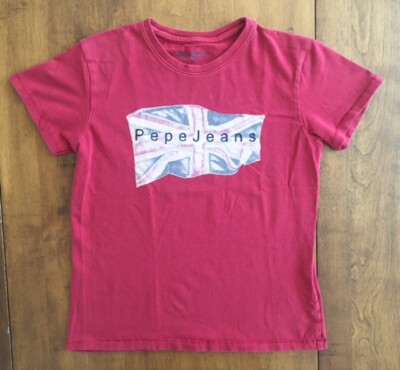 Boys PEPE JEANS OF LONDON STONEWALL T SHIRT Flag Graphic RED Youth Size 10