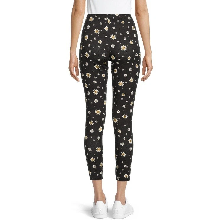 No Boundaries Juniors Ankle Leggings Daisy Black
