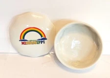 Vintage Mississippi Rainbow Porcelain Little Trinket Dish W Lid From Stuckeys