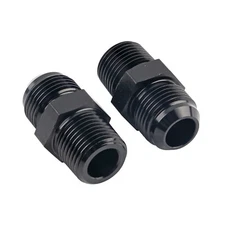 Black 2X 10AN to 1/2 NPT Adapter Straight Pipe Thread To 10 AN Flare Fitting