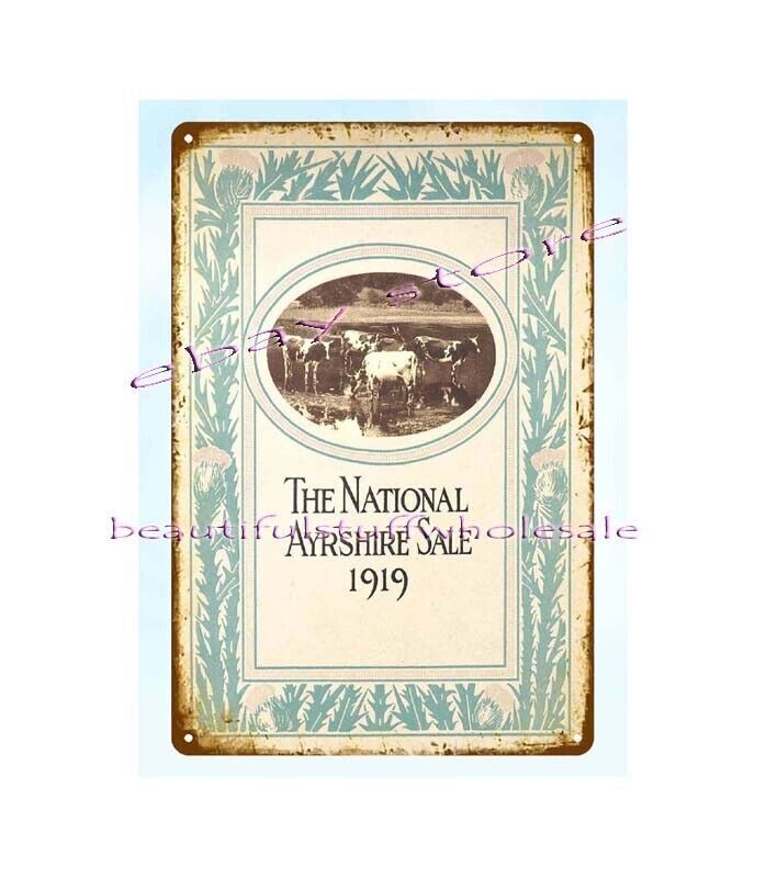Vintage 1919 Ayrshire Outdoor Tavern Garage Metal Tin Sign for Sale