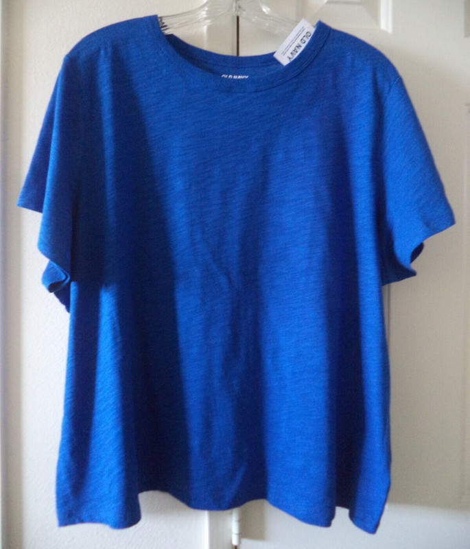 Hot! Old Navy Royal Blue Cobalt Slight Slub T-shirt Knit Top XL 14 16 18 1X XL