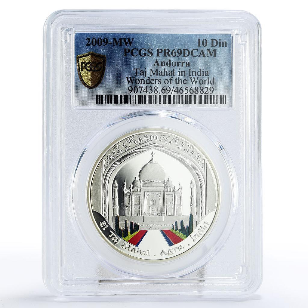 Andorra 10 diners World of Wonders Taj Mahal Palace PR69 PCGS