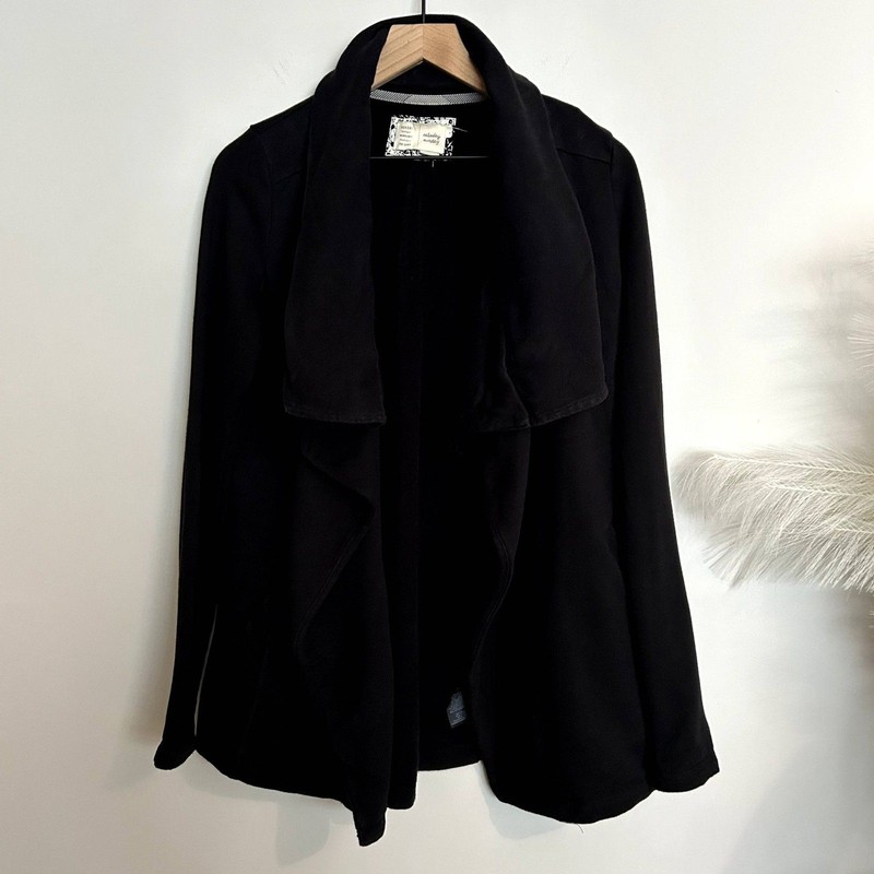 Saturday Sunday Anthropologie Black Drape Terry Cardigan Jacket