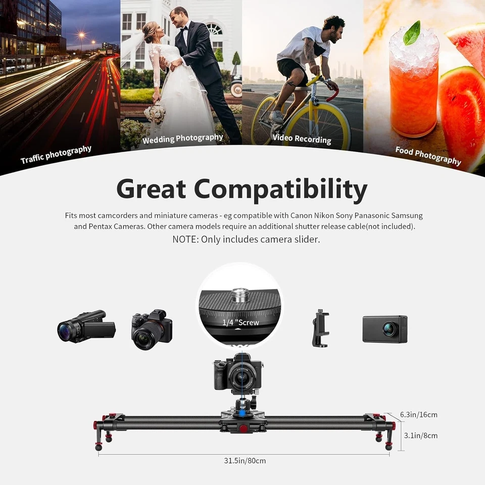 NEEWER ER1-80 80cm App Wireless Control Carbon Fiber Motorized Camera Slider - Image 3 of 4