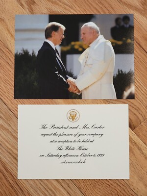 President Carter Authentic White House INVITE - VIST of POPE JOHN PAUL II -EZXI