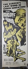 THE BODY SNATCHER orig 14x36 movie poster BORIS KARLOFF/BELA LUGOSI/VAL LEWTON