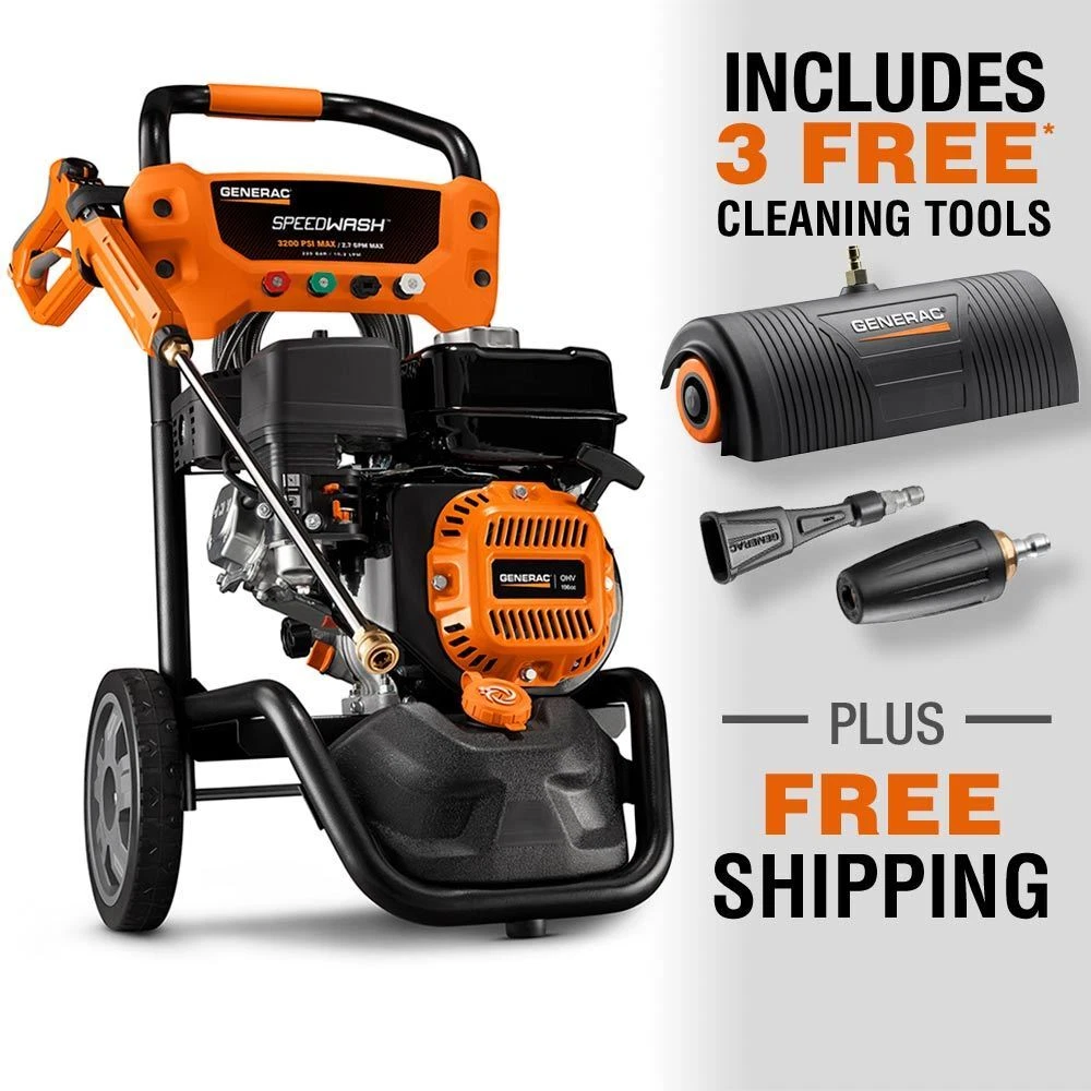 Generac G0089020 3200 PSI Pressure Washer SPEEDWASH w 3 Cleaning
