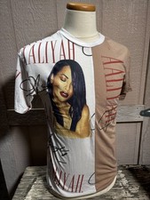 AAliyah brown white T-Shirt Size Medium rap hip hop soft cotton