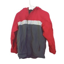 Gap Kids Boys Hooded Fleece Lined Colorblock Winter Jacket Red/Gray Size 14/16