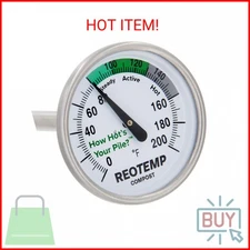 Reotemp 20 Inch Fahrenheit Backyard Compost Thermometer with Digital Composting 
