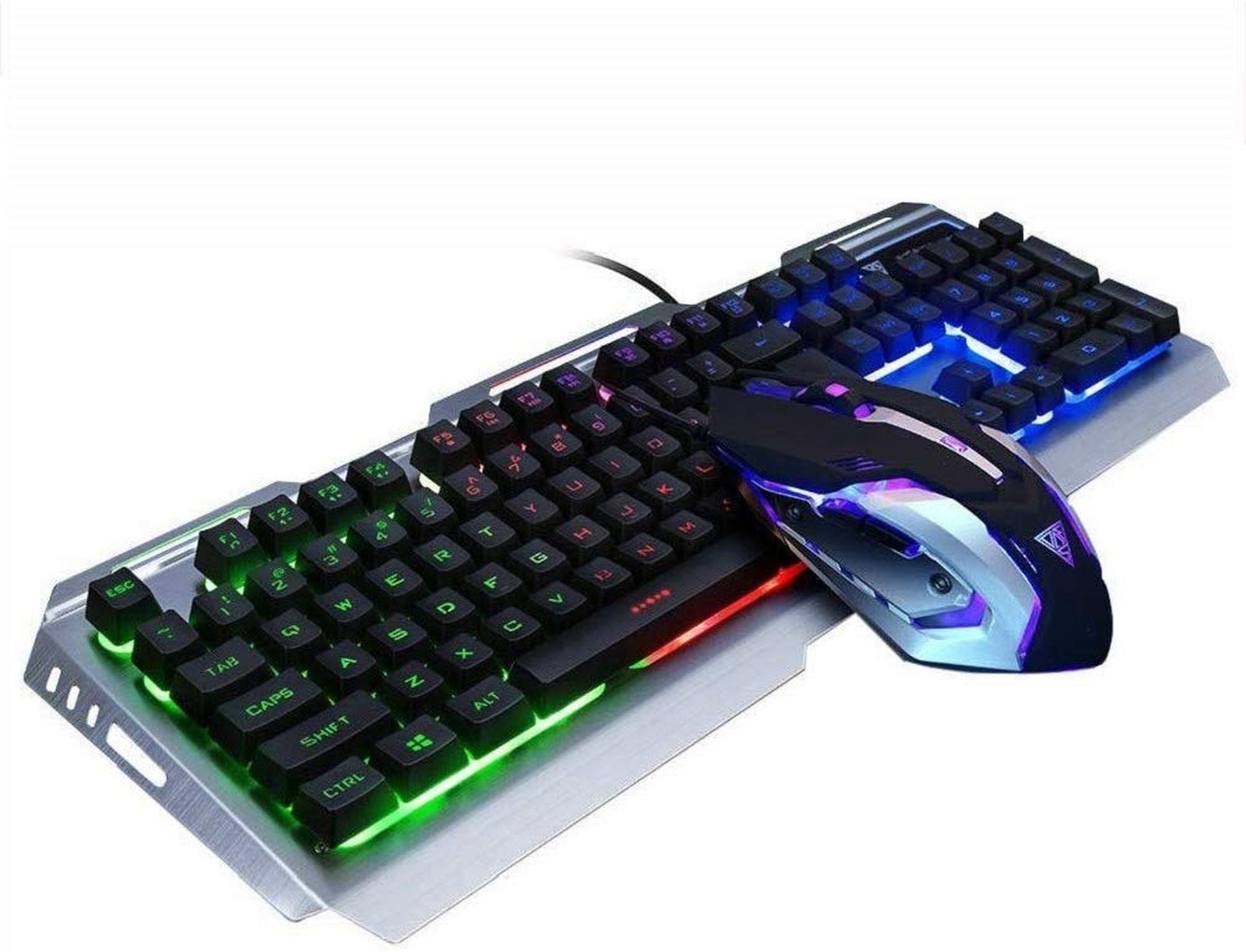 Wired Gaming Keyboard and Mouse Combo,RGB Raibow Lighted LED