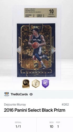 2016-17 Panini Select Prizm Black Dejounte Murray #262 1/1  - BGS 10 Pop 1