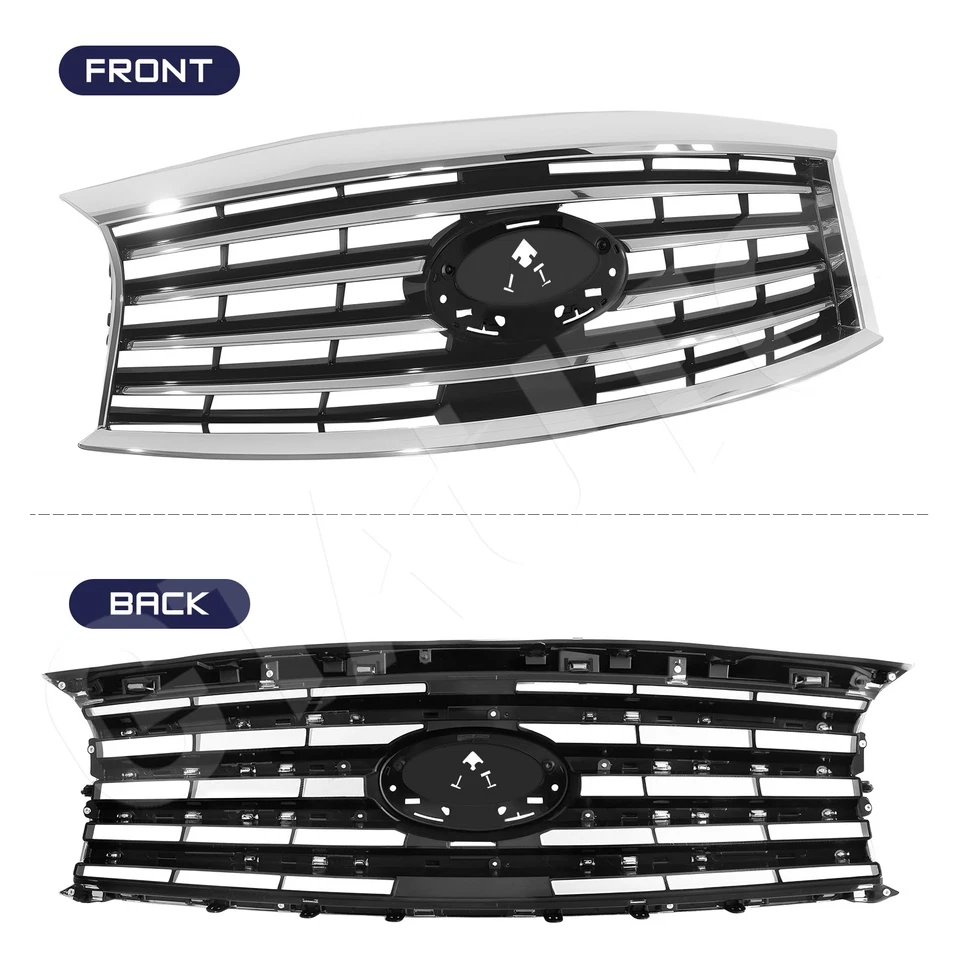 Primed Front Bumper Cover Grille Fog Lamp For 2014-2015 Infiniti QX60 2013 JX35 — 第 3/4 张图片