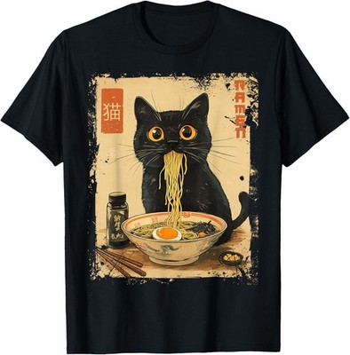 Cat Ramen Anime Kawaii Cat Eating Ramen Noodles T-Shirt  Uni Gift Unisex T-Shirt
