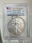 2011 (W) $1 American Silver Eagle $1 Silver PCGS MS 70 (BU) First Strike ASE
