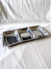 Arthur Court Grapes 3 Section Divided Condiment Tray 5"x10", signature engraved