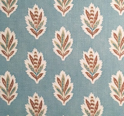 1,7 Meter x 130 cm SANDERSON ''Sessile Leaf'' Baumwoll/Leinen Stoff Blue Clay