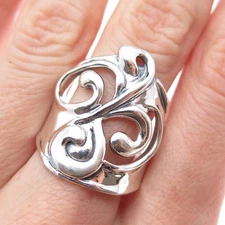 HAGIT GORALI 925 Sterling Silver Vintage Ornate Floral Modernist Ring Size 9.25