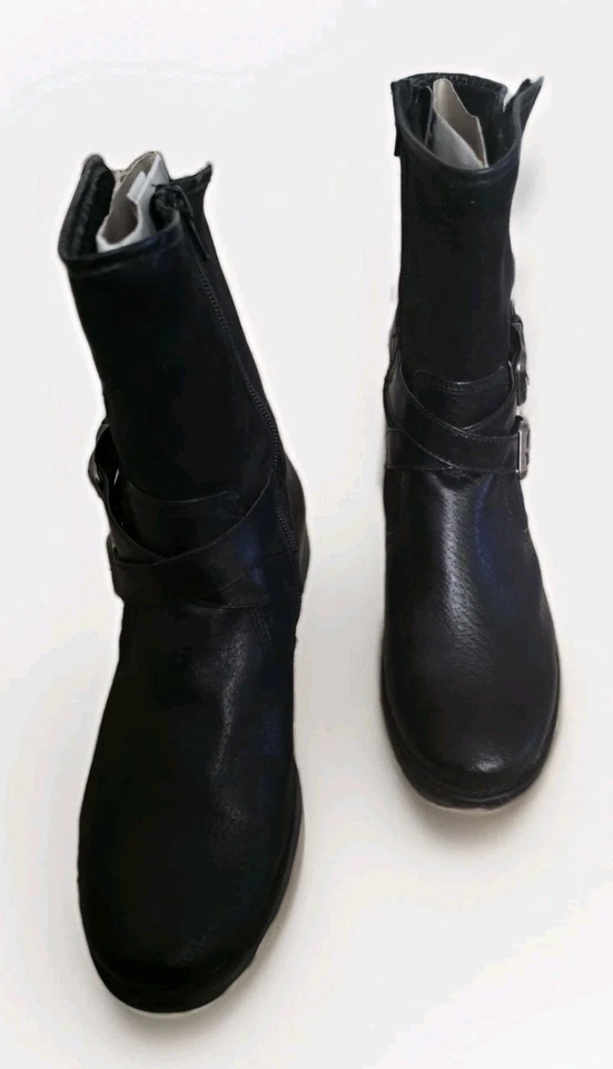 Botas de Moto Baretraps para Mujer 9M Negras Sabella Hebilla Correa Cremallera Lateral Cuero Foto 3 de 4