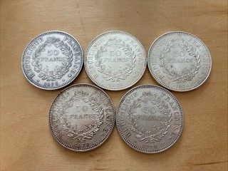 France Lot de 5 x 50 francs Hercule Argent