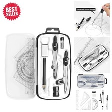 Ergonomic 10-Piece Geometry Set in Shatterproof Case - Perfect for Classrooms