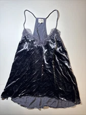 CAMI NYC purple silk viscose velvet lace trim cami tank top Sz L